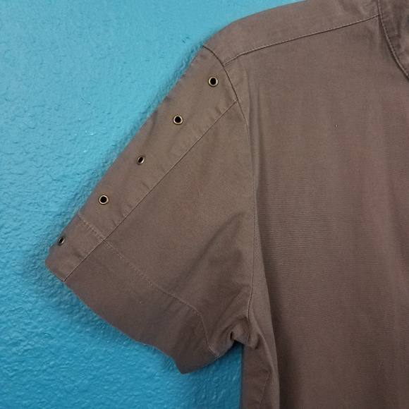 Vintage Mens banded collar short sleeve shi - Picture 5 of 7